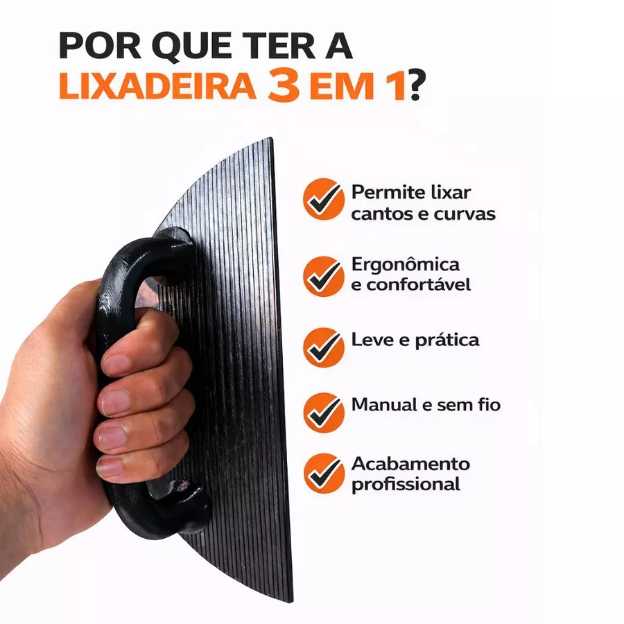 Lixadeira de Parede Manual 3 em 1 Meia Lua - Imagem 2
